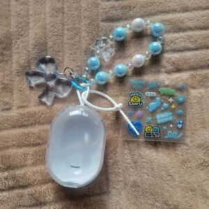 Keychain wristlet, bow charm & trinket holder + jelly stickers